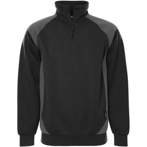 Fristads Sweater met korte rits 7048 GSM Zwart/Grijs maat XS