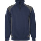 Fristads Sweater met korte rits 7048 GSM Marineblauw/Grijs maat XS