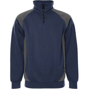 Fristads Sweater met korte rits 7048 GSM Marineblauw/Grijs maat XS