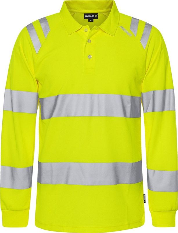 Fristads Hogezichtbaarheids poloshirt met lange mouw klasse 3 7864 GPST Hi-Vis Geel maat XS