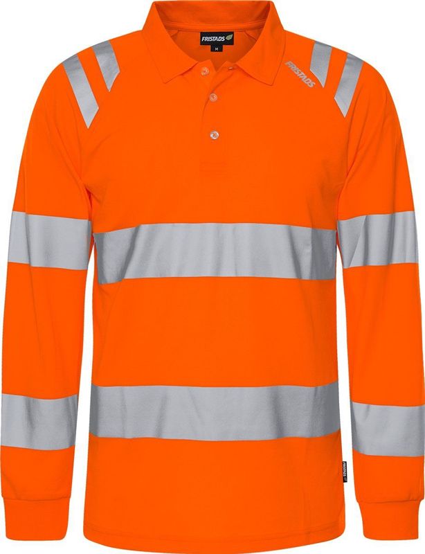 Fristads - Hogezichtbaarheids Poloshirt - Lange Mouw - Klasse 3 - Hi-Vis Oranje