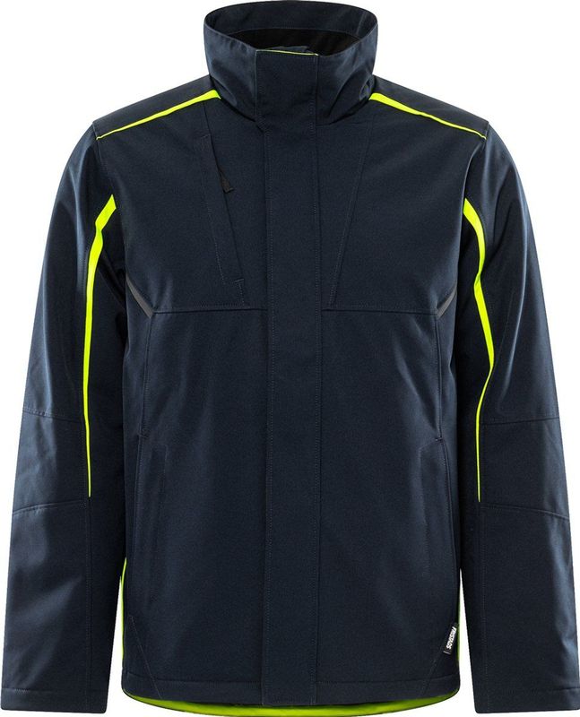 Fristads Softshell winterjack 4931 GSW Donker Marineblauw/Hi-Vis Geel maat S