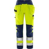 Fristads - High Vis Dameswerkbroek - Geel/Marineblauw - Gerecycled Polyester/Organisch Katoen