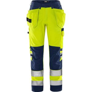 Fristads - High Vis Dameswerkbroek - Geel/Marineblauw - Gerecycled Polyester/Organisch Katoen