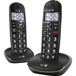 PhoneEasy 110 draadloze duo telefoonset met sprekende cijfertoetsen - zwart