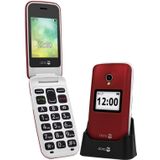 Doro - 2424 - Klaptelefoon - Rood-Wit - Gebruiksvriendelijke Toetsen