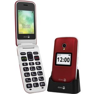 Doro - 2424 - Klaptelefoon - Rood-Wit - Gebruiksvriendelijke Toetsen