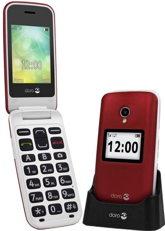 Doro - 2424 - Klaptelefoon - Rood-Wit - Gebruiksvriendelijke Toetsen
