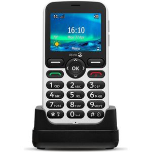 Doro 5860 4G ontgrendelde mobiele telefoon voor senioren met sprekende nummertoetsen, 2MP camera, assistentieknop en oplaadwieg [UK en Ierse versie] (wit)