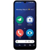 Doro 8200 4G Smartphone, ontgrendeld, senioren, waterbestendige mobiele telefoon, drievoudige camera 16 MP, 6,1 inch display, ondersteuningsknop met GPS, helder geluid, oplaadstation (blauw)