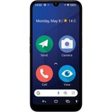 Doro 8200 4G Smartphone, ontgrendeld, senioren, waterbestendige mobiele telefoon, drievoudige camera 16 MP, 6,1 inch display, ondersteuningsknop met GPS, helder geluid, oplaadstation (blauw)
