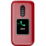 Doro 2880 4G Téléphone Portable à Clapet pour Seniors - Simple d'Utilisation - Téléphone Portable sans Internet - Double Ecran - Touche d'Assistance - Touches Vocales - Bluetooth (Rouge/Blanc)