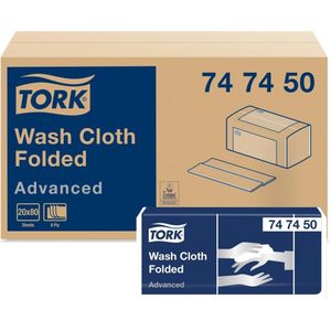 Tork 747450 Wasdoek Advanced 6-laags, zachte verzorgingsdoekjes voor de verzorging van patiënten, duurzaam en efficiënt, 20 x 80 doeken (25 x 19 cm)