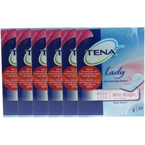 6x TENA Discreet Mini Magic 34 stuks