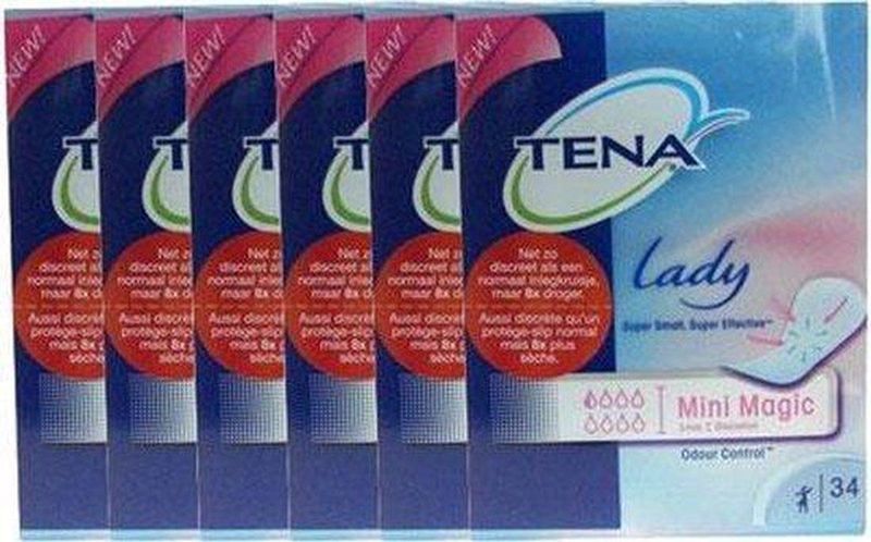 6x TENA Discreet Mini Magic 34 stuks