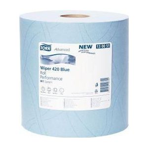 Tork Adv. Wiper 420 Perform. 2-lgs blauw 510 mtr x 24 cm pak à 1 rol/1500 vel (130051)