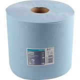 Tork 130081 Premium industriële wispapier, compatibel met W1 en W2 / 3-laags, 119 m x 23,5 cm, 2 spoelen, blauw