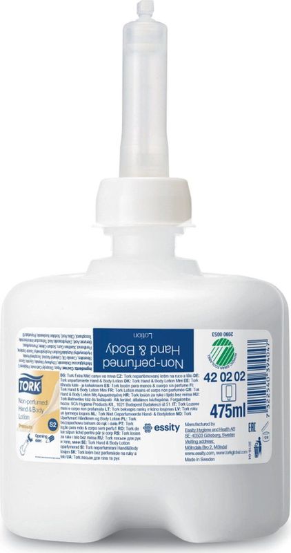 Tork - Premium Lotion - Hand en Bodylotion - 475 ml - Niet Geparfumeerd - Nordic Swan Ecolabel