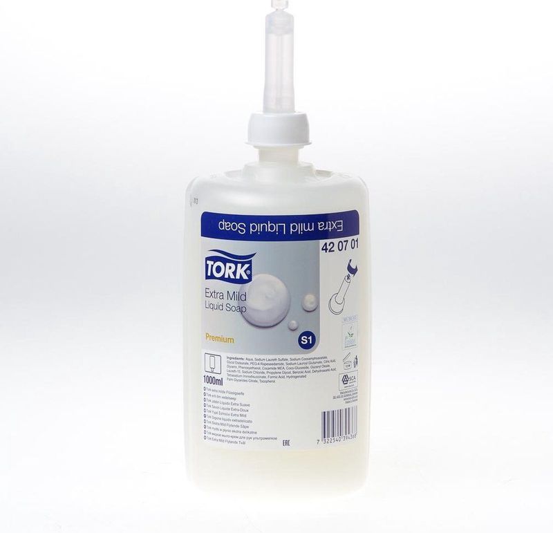 Tork - Extra Milde Vloeibare Zeep - Ongeparfumeerd - 6 Flessen x 1000ml