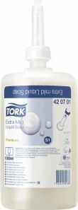 Handzeep Tork S1 vloeibaar mild en ongeparfumeerd 1000ml 420701 | 6 stuks
