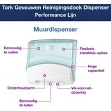 Reinigingsdoekdispenser Tork W4 Performance wandmontage wit/turqoise 654000