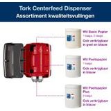 Tork Centerfeed Dispenser Rood en Zwart M2, met één hand te bedienen, Performance Lijn, 659008