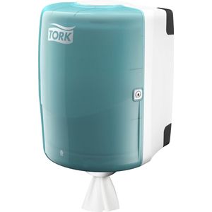 Tork Centerfeed Dispenser Wit en Turquoise W2, Robuust Design, Performance Lijn, 44,7 cm x 32,8 cm x 30,2 cm, 653000