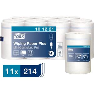 Poetspapier Tork Wiping plus minirol M1 2 laags centerfeed 74,9m wit 101221