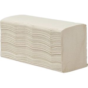 Vouwhanddoekjes, 2-laags, zigzag, naturel, 250 x 230 mm, 3750 vellen (15 x 250 st)