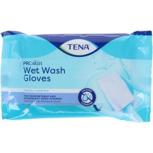 TENA - Proskin Wet Wash Gloves - Frisse Geur - 8 Stuks - Wegwerpwashandjes
