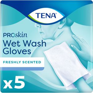TENA Wet Wash Glove - Frisse Geur - 5 stuks - wegwerp