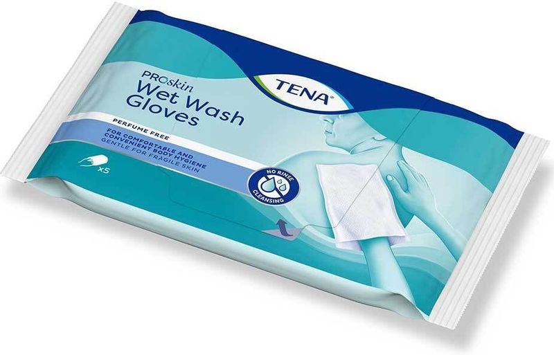 TENA ProSkin Wet Wash Gloves - Zonder parfum - 5 stuks - wegwerp
