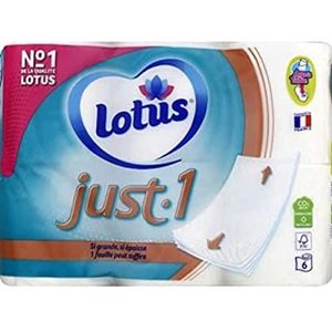 Lotus Just.1 toiletpapier, 5-laags, wit, 4 verpakkingen met elk 6 rollen