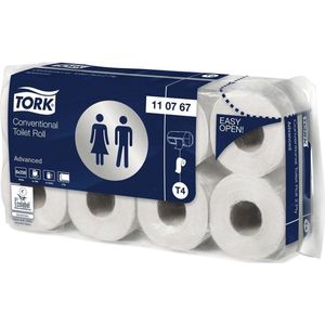 Toiletpapier traditioneel Tork 110767 2-laags | 8 rollen | Geschikt voor Tork T4 dispenser