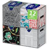 Tempo Box Light Zakdoeken, 3-laags, 12 verpakkingen met elk 60 zakdoeken in 4 verschillende afbeeldingen
