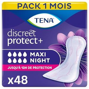 TENA Discreet Maxi Night - 48 inlegzolen in maandpakket (8 x 6 stuks), per stuk verpakt, hygiÃ«neinlegzolen voor vrouwen, bij gemiddelde tot sterke blaaszwakte 's nachts
