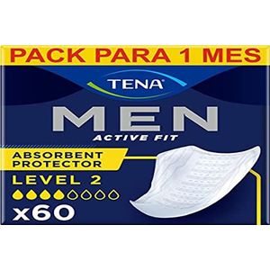 TENA Absorberende beschermer incontinentiepads, niveau 2, 60 incontinentiepads (10 x 6 verpakkingen) voor mannen van alle leeftijden, bekervormig voor gemiddelde blaaszwakte, urinelekkage en druppels