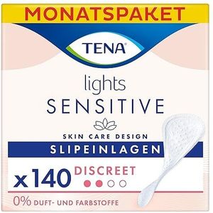 TENA Lights Protège-Slips Discret Incontinence Femme - pour Peaux Sensibles - Protections Absorbantes pour Fuites Urinaires Légères - 140 Protège-Slips (Pack 1 Mois)