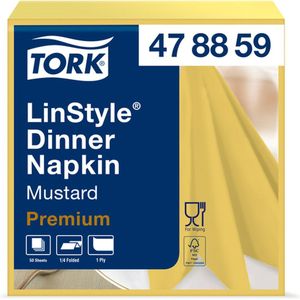 Dinnerservetten Tork LinStyle® 1/4-vouw 1-laags 50st mosterdgeel 478882