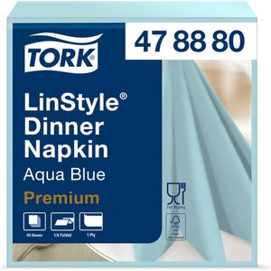 Dinnerservetten  LinStyle® 1/4-vouw 1-laags 50st aquablauw 478880 - 12 stuks