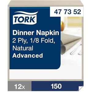 Tork Dinnerservet Naturel, 1/8-vouw 2-laags, 39 x 39 cm, 12 x 150 servetten, 477352