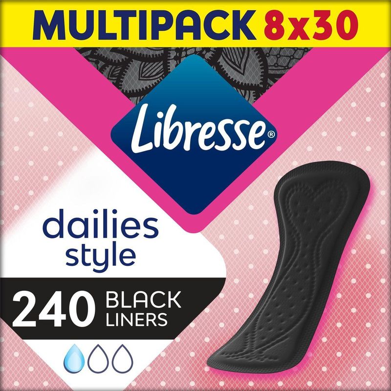 Libresse Normal Black inlegkruisjes - 8 x 30 stuks - halfjaar voorraad