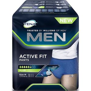 TENA MEN ACTIVE FIT PANTS PLUS MAAT S/M INCONTINENTIE BROEKJES PAK 9 STUKS