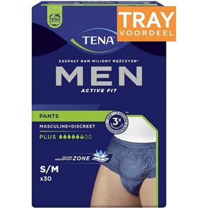 TENA MEN ACTIVE FIT PANTS PLUS MAAT S/M INCONTINENTIE BROEKJES TRAY 2 X 30 STUKS