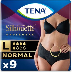 Tena - Silhouette Normal - Incontinentie Ondergoed - Zwart - Micro-Stretch Stof