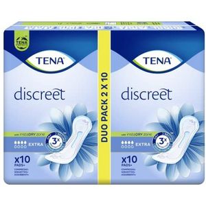Tena Discreet Extra Lot de 20 serviettes hygiéniques pour femmes, discrètes et confortables