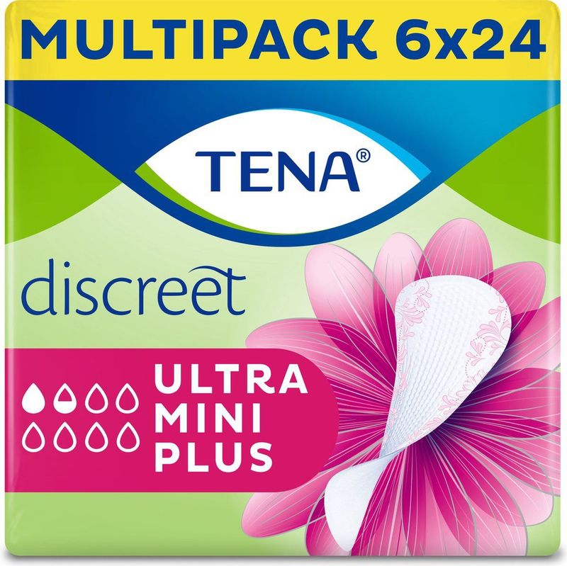 TENA - Discreet Ultra Mini Plus - Inlegkruisjes - 6 Verpakkingen - Parfumvrij