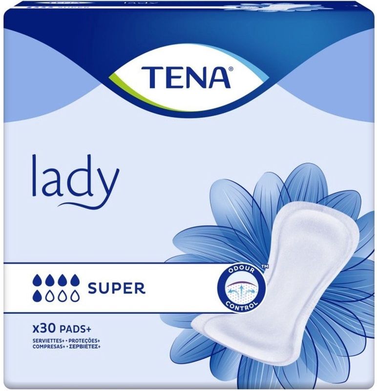 Tena - Lady Super - Inlegkruisjes - 6 pakken van 30 stuks - 800 ml absorptiecapaciteit