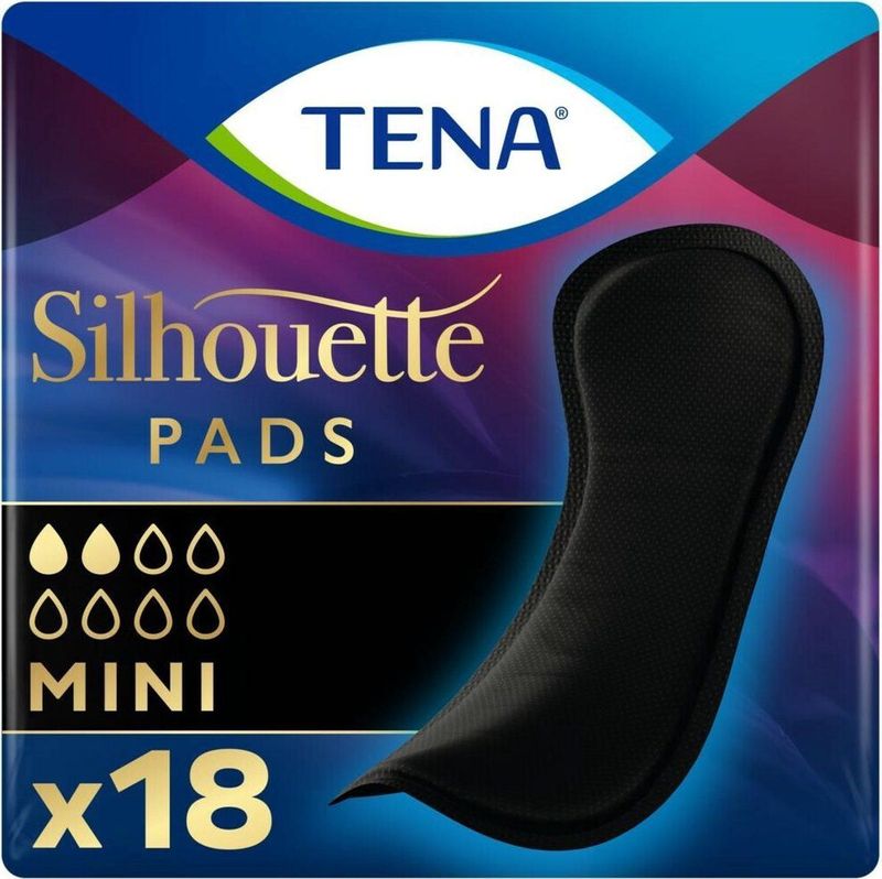 Tena Silhouette Pads Mini Zwart - 1 pak van 18 stuks
