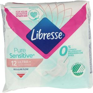 Libresse - Pure Sensitive Ultra+ - Maandverband - 12 Stuks - Met Vleugels